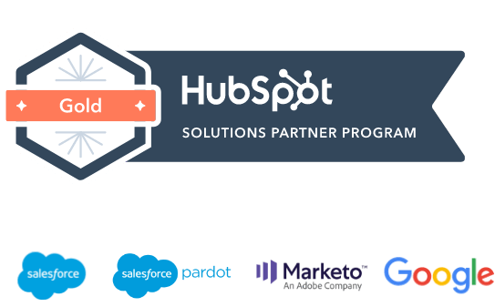 HubSpot Partner logo, salesforce, Marketo & Google logo